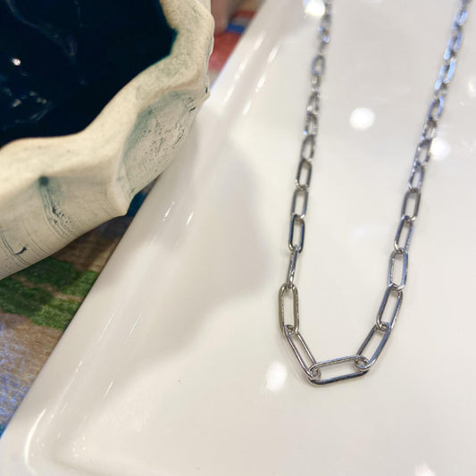 Necklace - Paperclip Chain - Stainless Steel 18"
