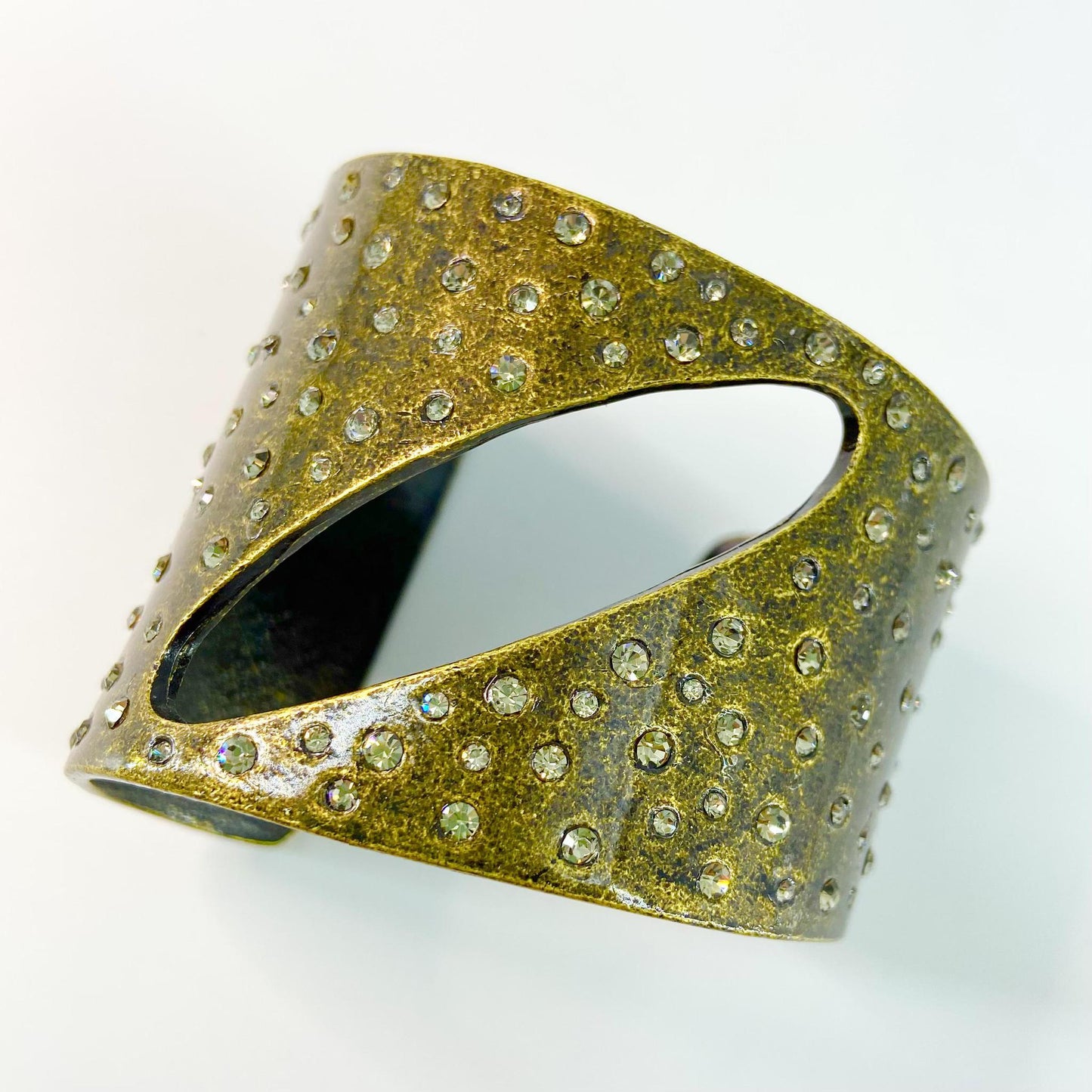 Bracelet - Black Diamond Crystals in Burnished Zinc Cuff
