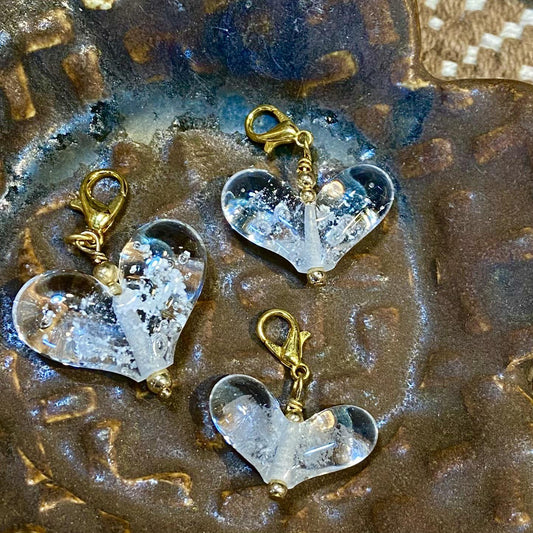 Pendant -  Glow In The Dark Heart - Glass & Goldfill