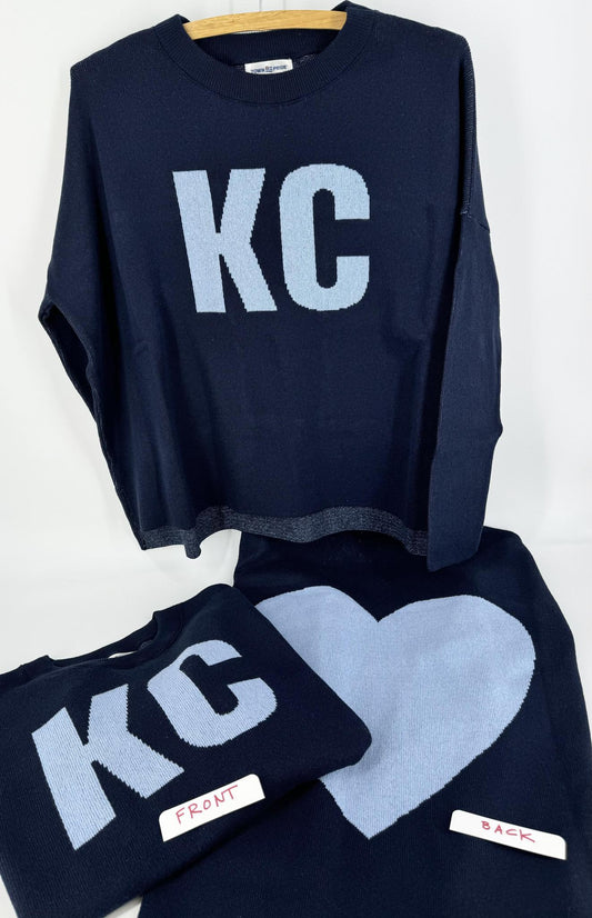 Sweater - KC/Heart (Navy + Light Blue) - Exclusive