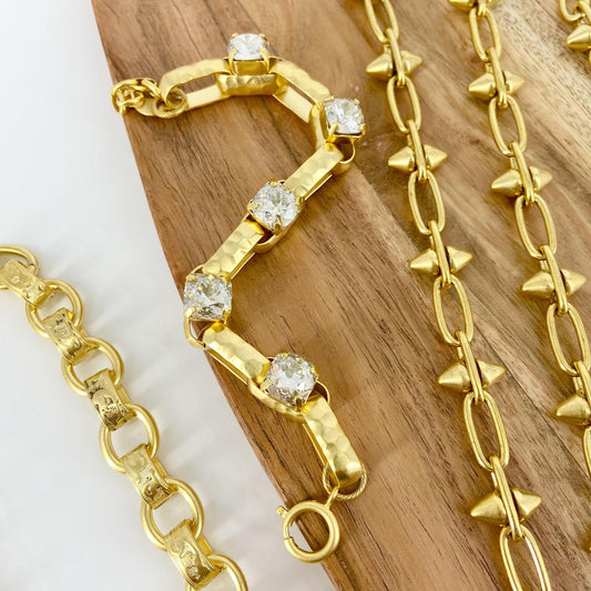 Bracelet - Sculpted Crystal - Gold & Crystal
