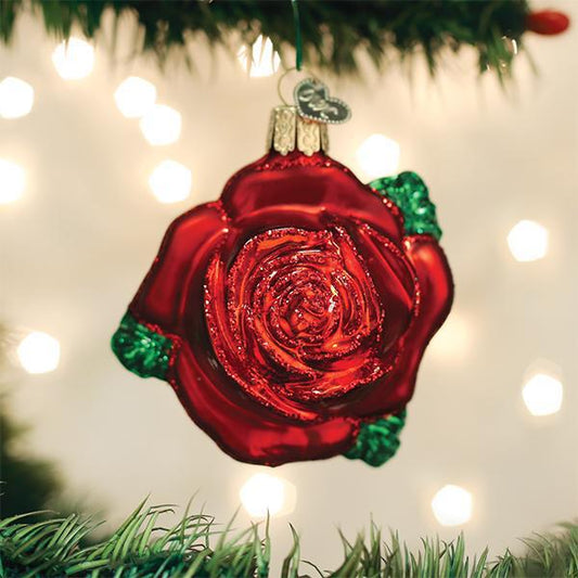 Ornament - Blown Glass - Red Rose