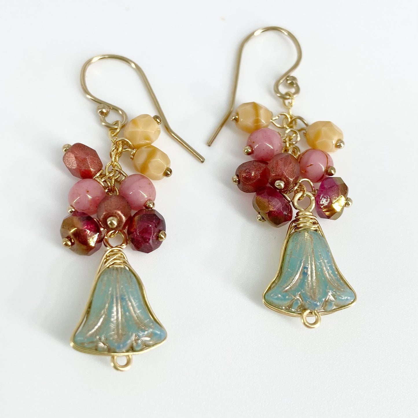 Earrings - Czech Glass Flower/Crystals