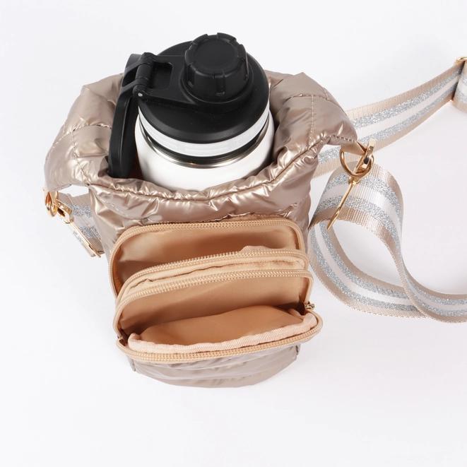 Crossbody Bag - Puffer for Water Bottle/Phone - Gold