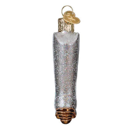 Ornament - Blown Glass - Glittered Boot