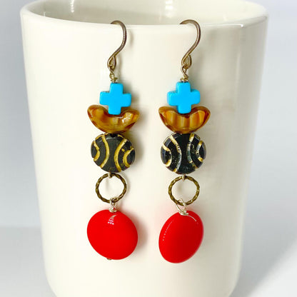 Earrings - Beaded Originals - Red Circles