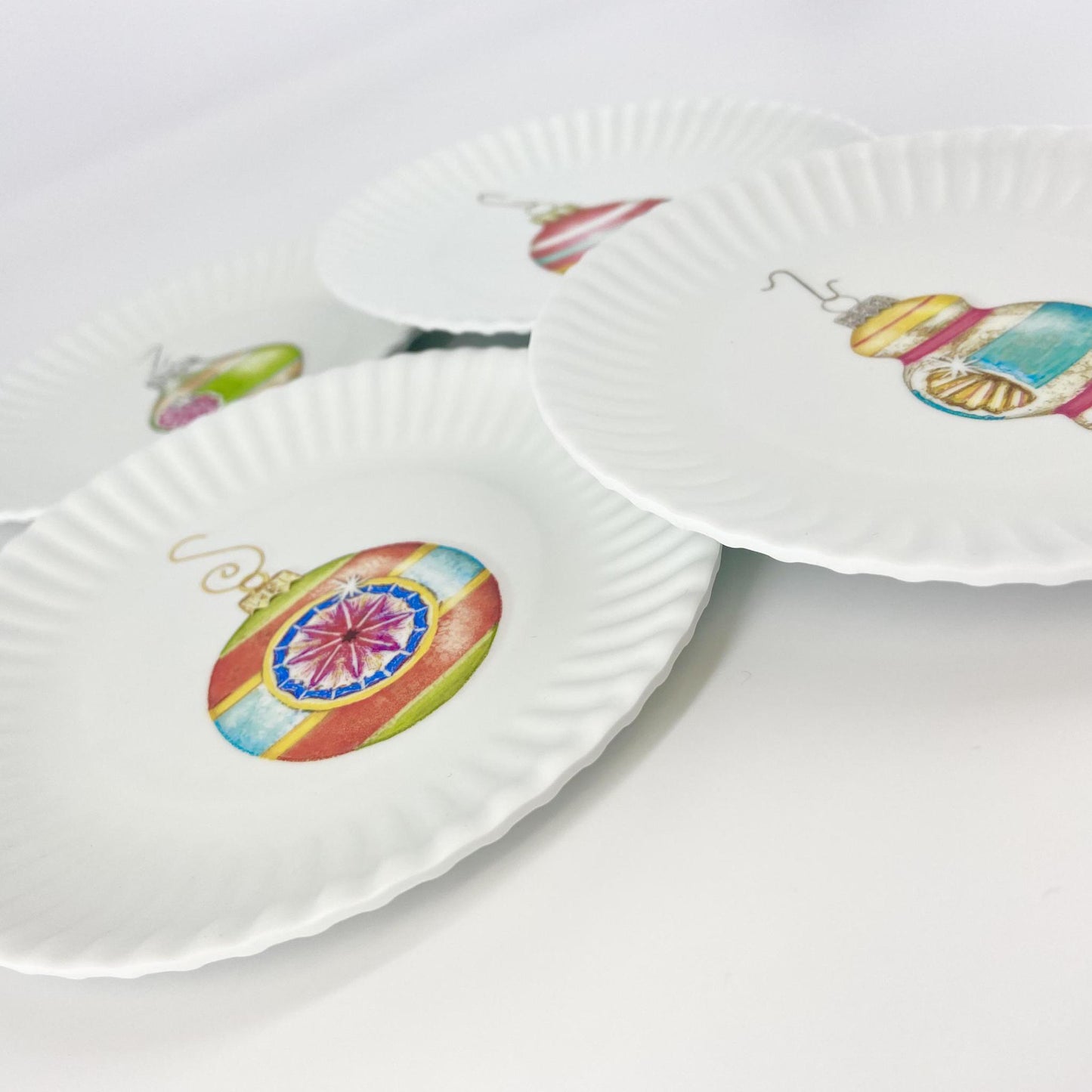 Plate - 6" "Paper Plate" Striped Ball Ornament - Melamine