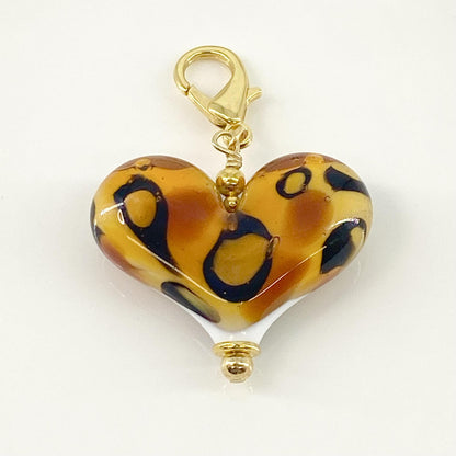 Pendant -  Animal Print Heart - Glass & Goldfill (Video)