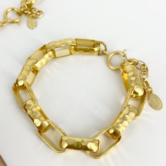 Bracelet - Hammered Links - Gold