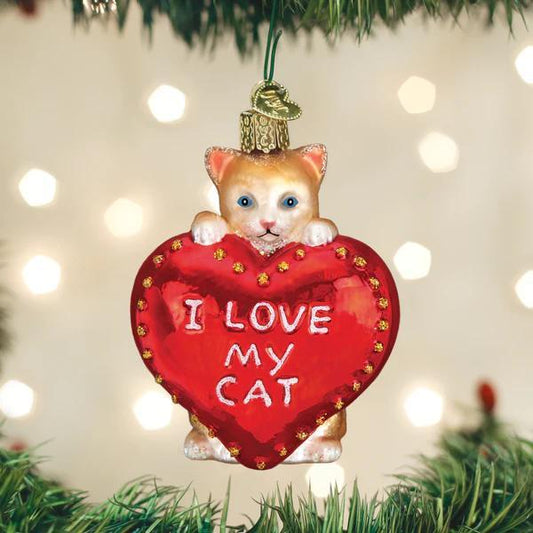 Ornament - Blown Glass - I Love My Cat