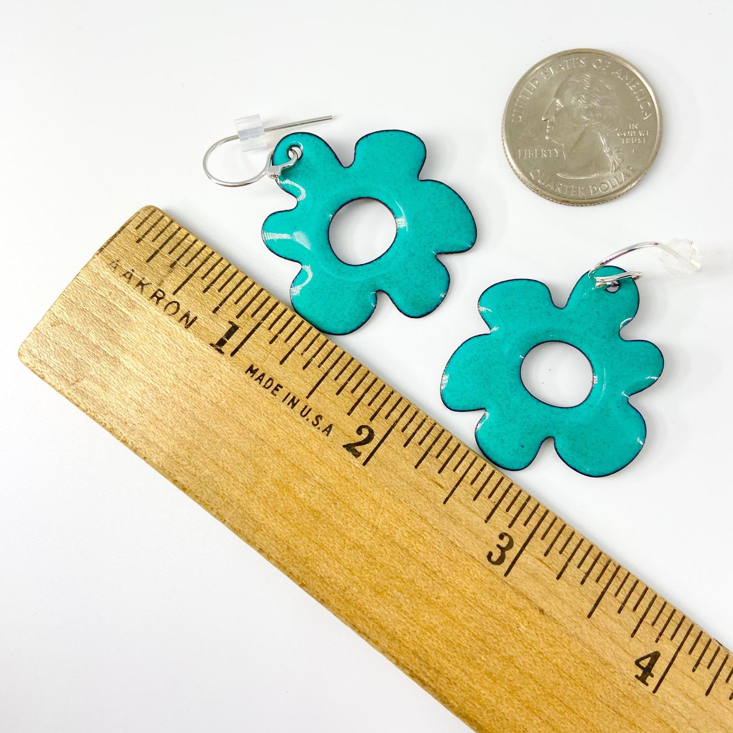 Earrings - Retro Flowers - Enamel on Copper