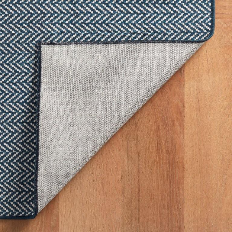 Rug - Machine-Washable - Herringbone Navy