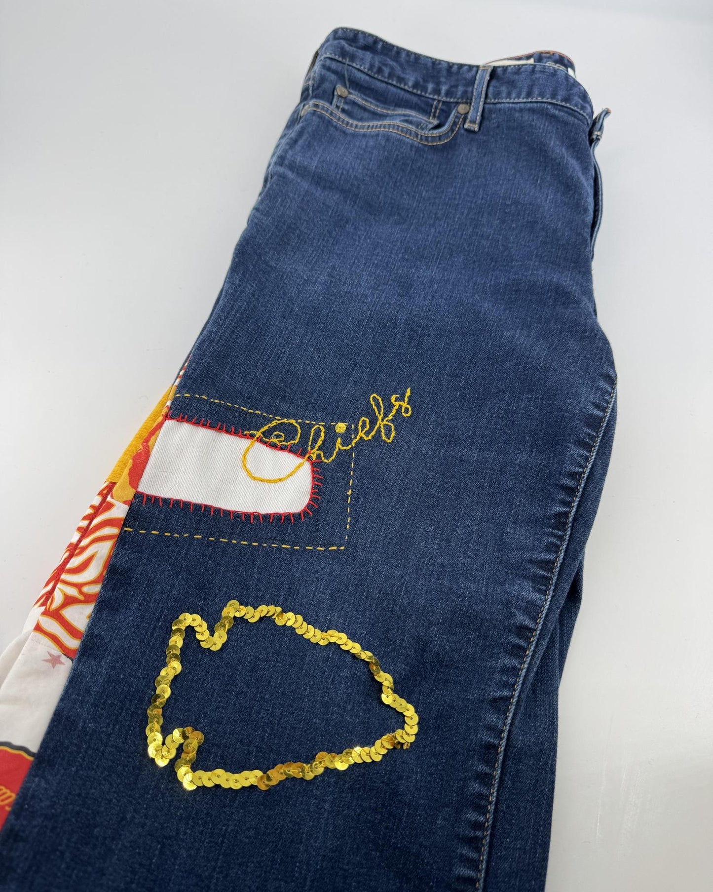 Upcycle YOUR Jeans - CUSTOM - KC Red Kingdom Inspired