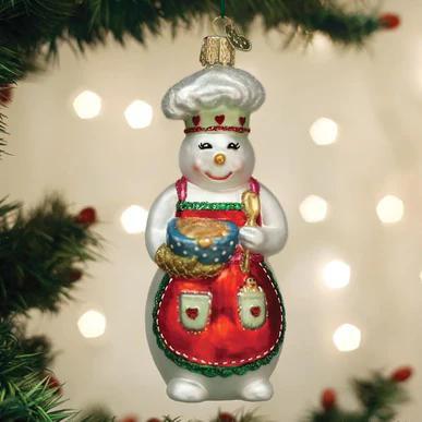 Ornament - Blown Glass - Snow Woman Chef