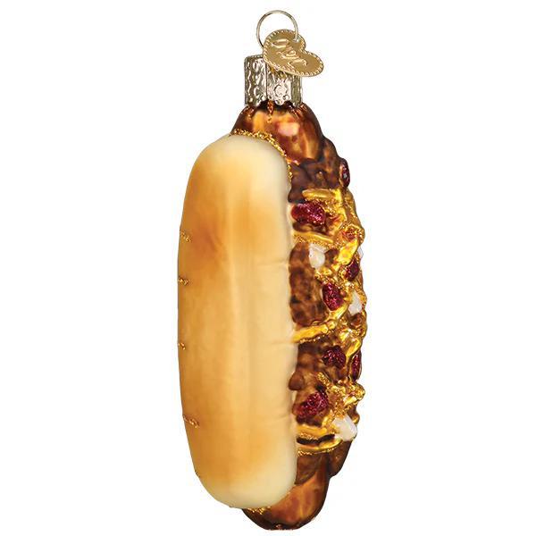 Ornament - Blown Glass - Chili Cheese Dog