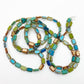 Necklace - 7-Way Furnace Glass Beads - Turquoise with Ochre - 60"