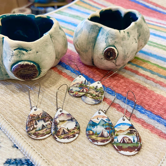 Earrings  - Let's Go Camping - Enamel
