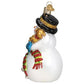 Ornament - Blown Glass - Snowman with Playful Pets