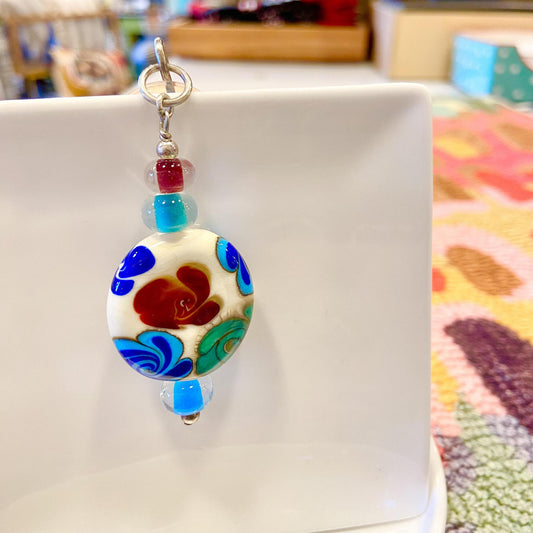 Pendant -  Flowers (4 Beads) - Glass & Sterling Silver