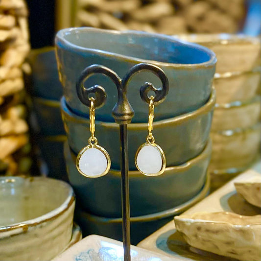 Earrings - "White Snow" Crystal Drops - 14k Gold on Sterling