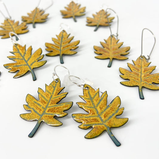 Earrings  - Maple Leaves - Enamel