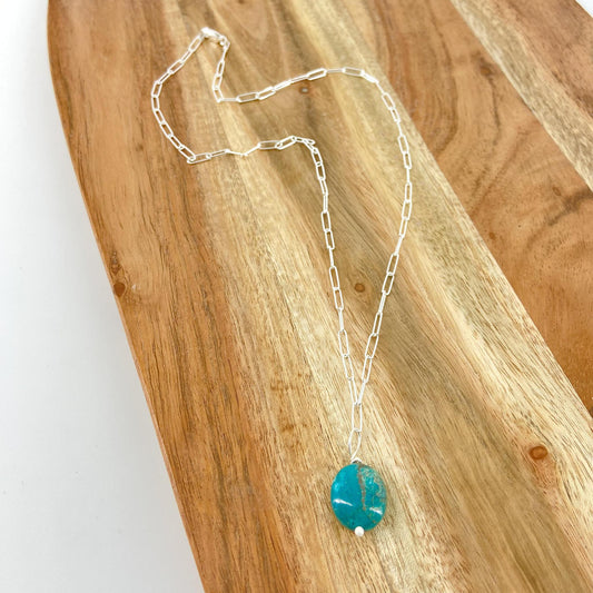 Necklace - Turquoise on Sterling Chain