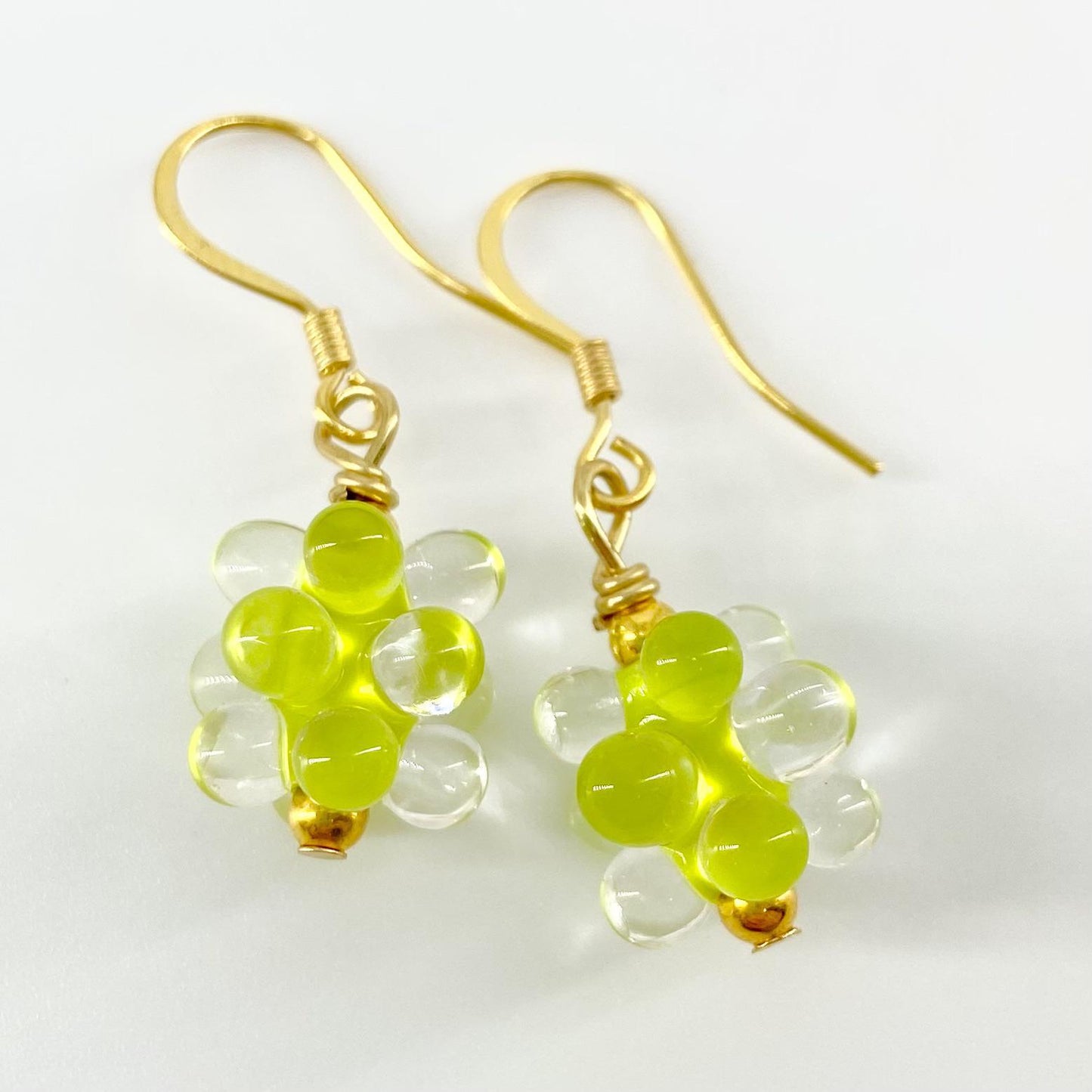 Earrings - Lime & Clear Large - Glass & Goldfill (Video)