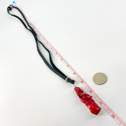Necklace - Dyed Coral/Sterling on Leather