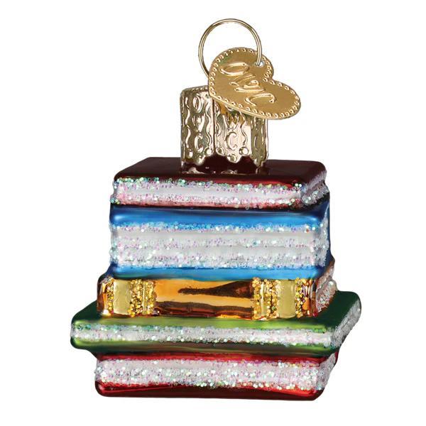 Ornament - Blown Glass - Mini Stack of Books