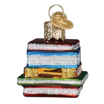 Ornament - Blown Glass - Mini Stack of Books