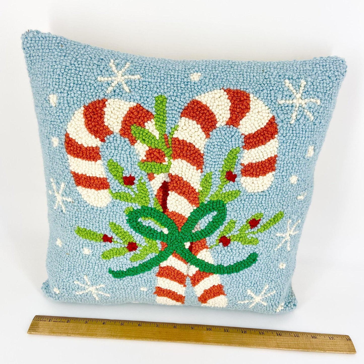 Pillow - Candy Canes - Wool Hooked