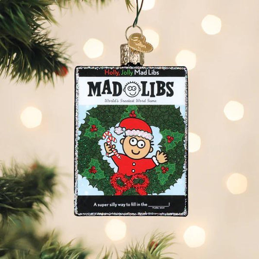Ornament - Blown Glass - Holly, Jolly Mad Libs