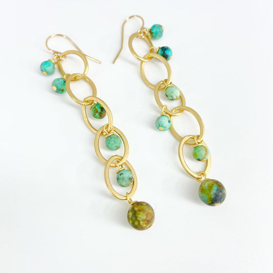 Earrings - African Turquoise on Brass