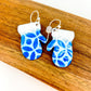 Earrings - Enamel & Copper - Two Blues Mittens