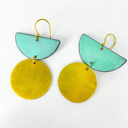 Earrings - Kiln-Fired Enamel & Brass