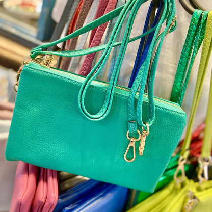 4 in 1 Handbag - Crossbody/Clutch/Wristlet - Kelly Green