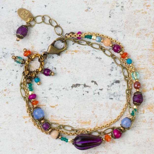 Bracelet - Czech Glass/Crystals/Gold on Brass Chain