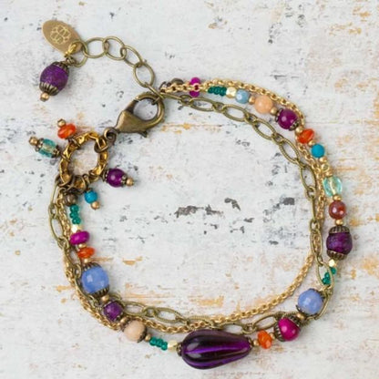 Bracelet - Czech Glass/Crystals/Gold on Brass Chain