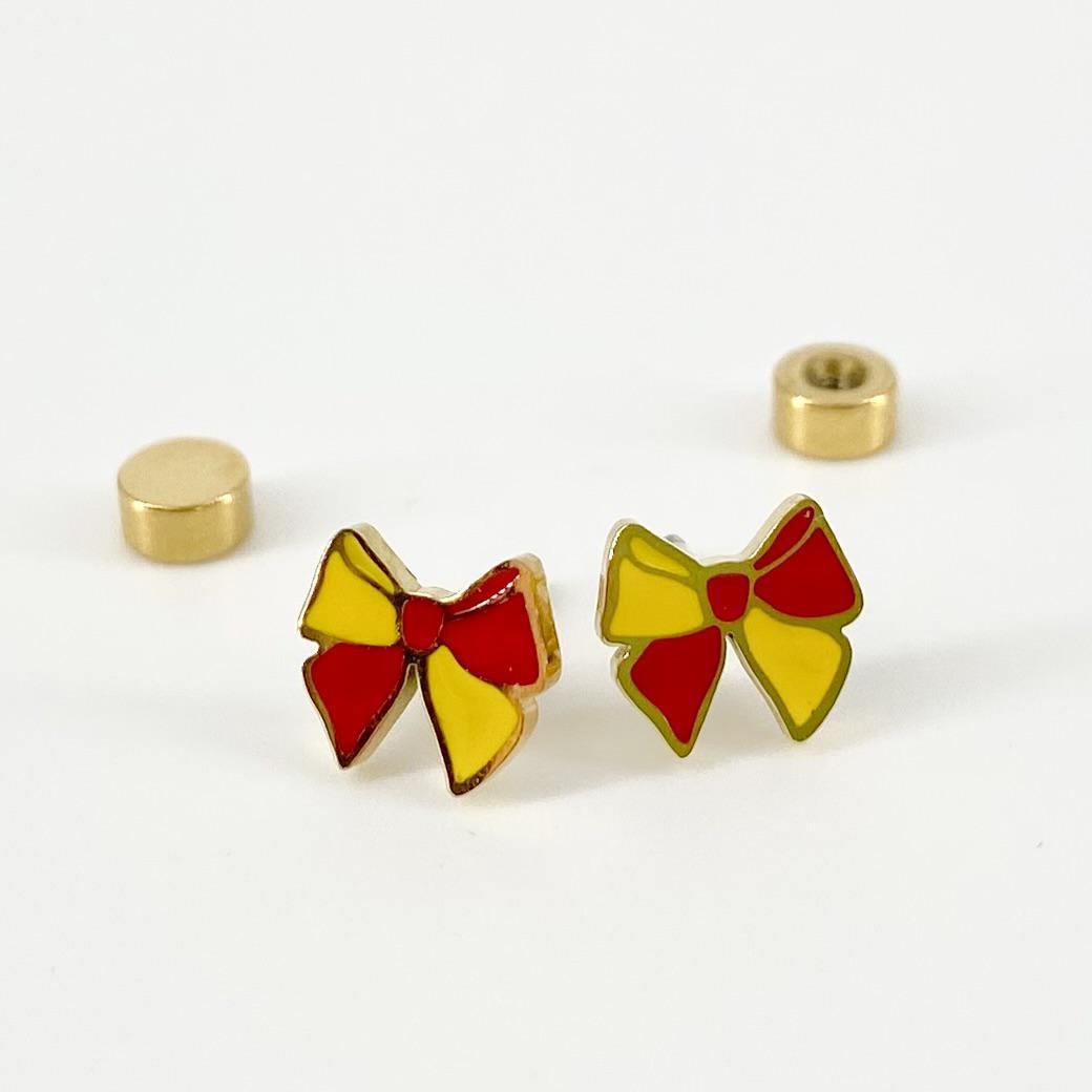 Earrings - Red/Yellow Bows