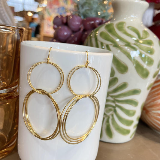 Earrings - Double Double Rings - 24kt Gold Plated