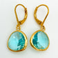 Earrings - Aqua Crystal Drops - 14k Gold on Sterling