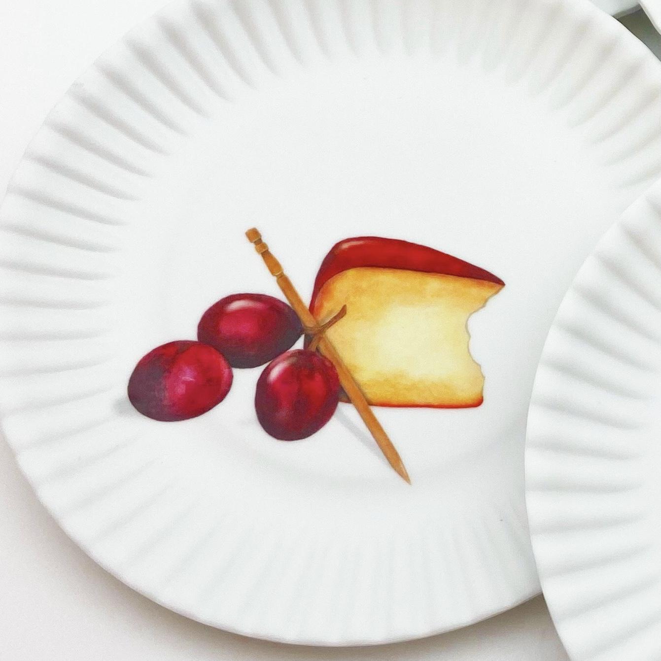 Plate - 6" "Paper Plate" Cheese/Mushroom/Olive/Fig - Melamine