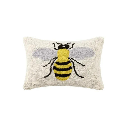 Pillow - Bee (on Ivory) - Hooked Wool