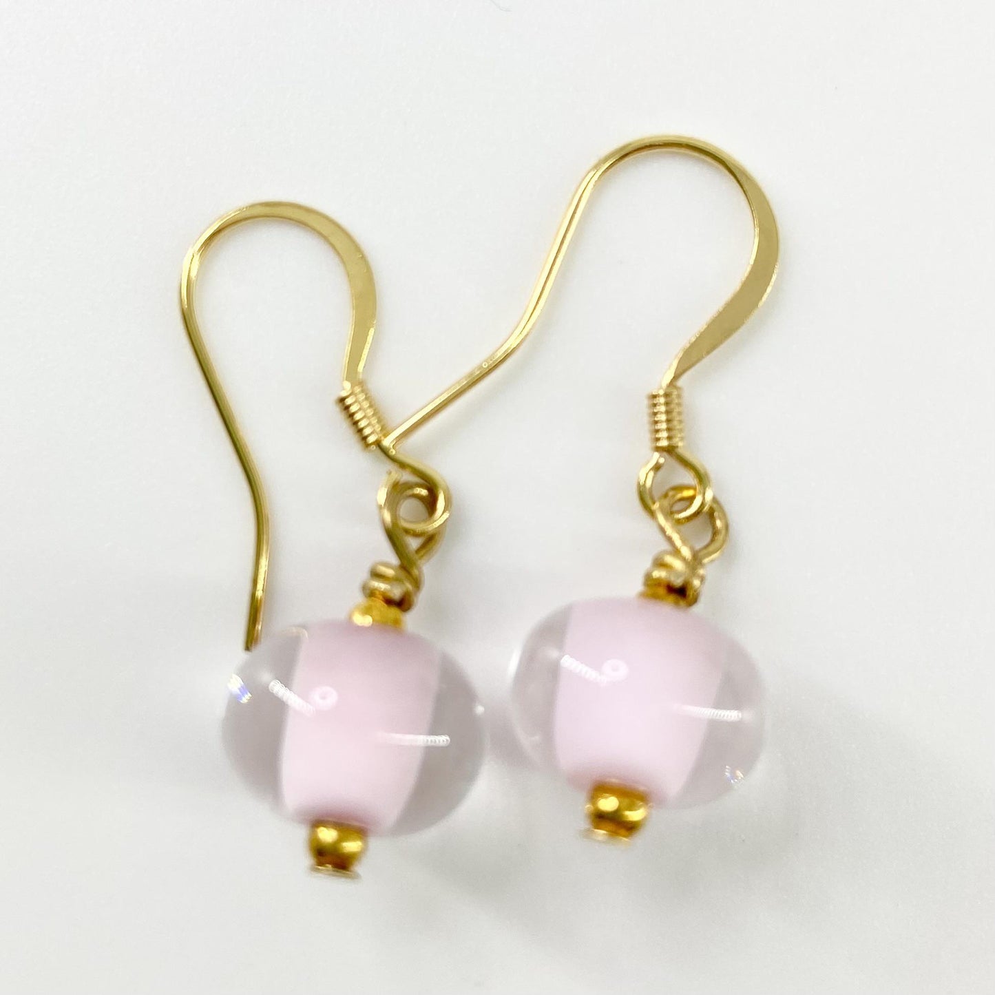 Earrings - Pale Pink Core - Glass & Goldfill (Video)