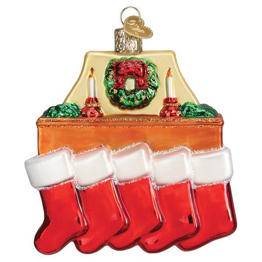 Ornament - Blown Glass - Family of 5 Stockings