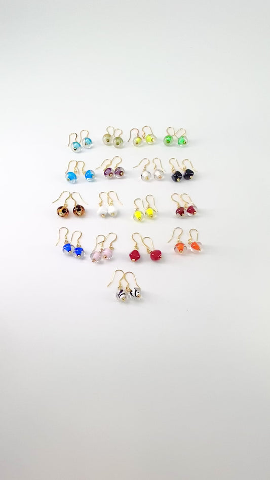 Earrings - White Core - Glass & Goldfill (Video)