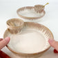 Serving Piece - Chip & Dip - Two Attached Bowls - glazed ceramic