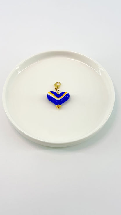 Pendant -  "Royals" Landscape Heart - Glass & Goldfill (Video)