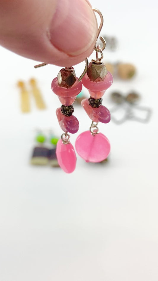Earrings - Vintage Bead Originals - Pinks