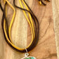 Necklace - Bezel Set Turquoise on 4 Strands of Leather